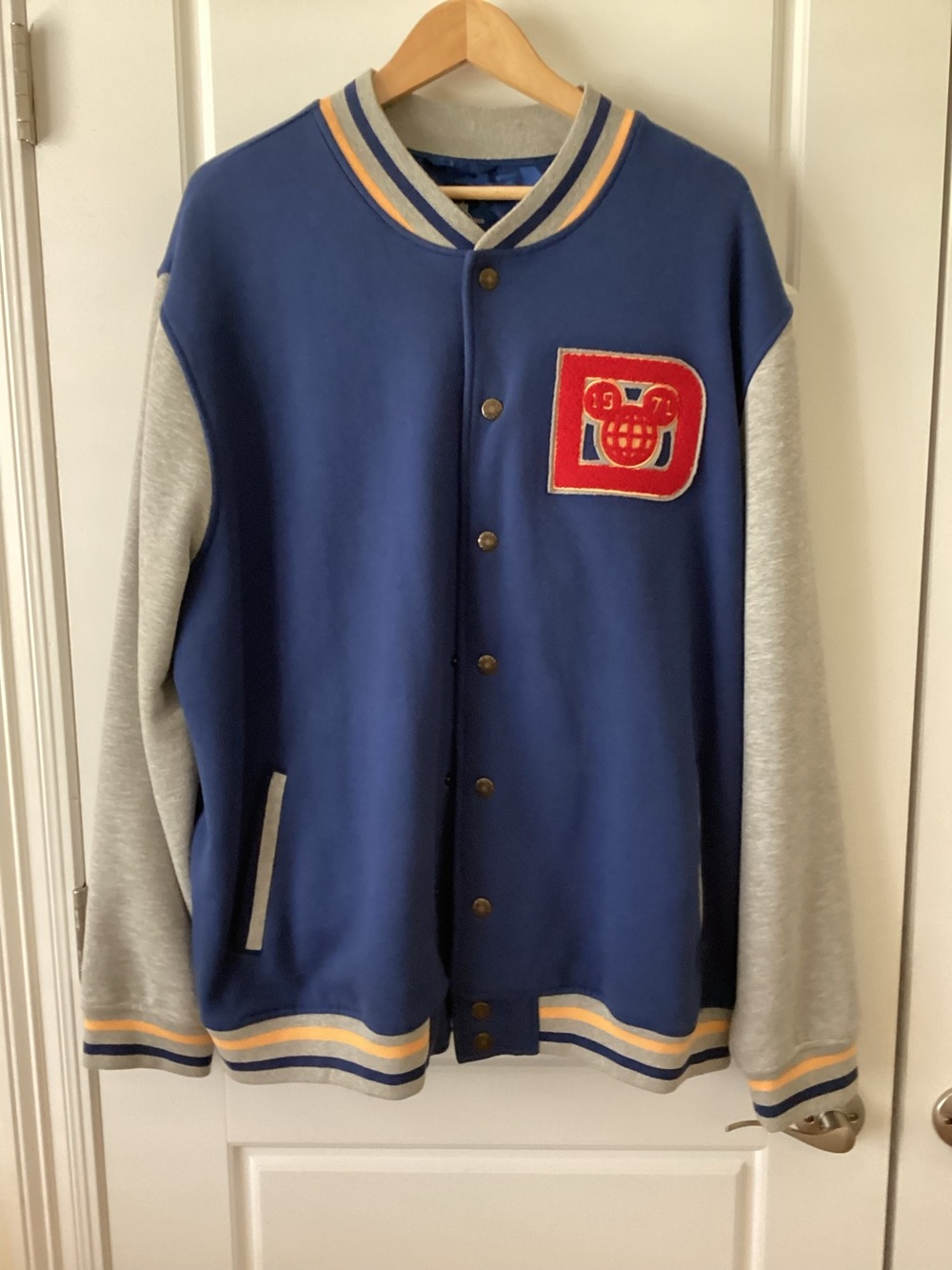 Disney Blue & Gray Varsity Jacket with Red Patch 1971